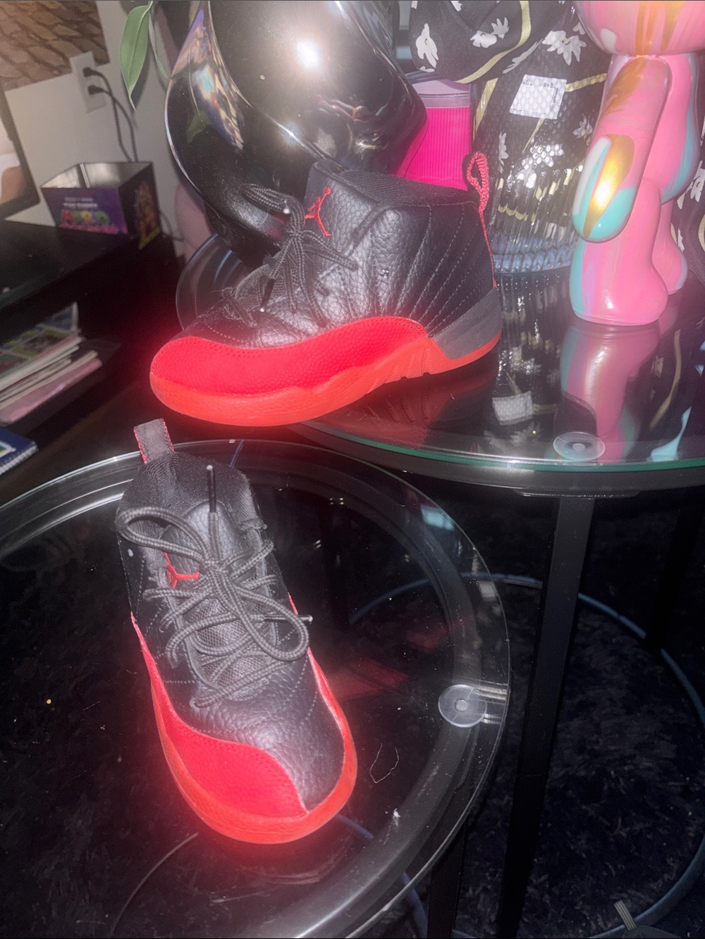 Jordan Kids' Black and Red Retro Basketball Sneakers